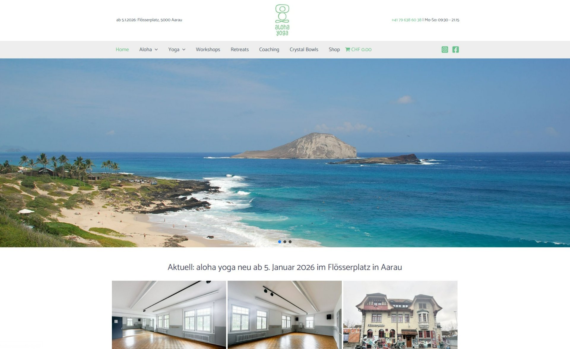 Webdesign Winterthur für aloha yoga