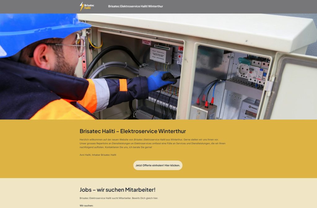 Webdesigner Winterthur neue WordPress Website erstellen für Brisatec Haliti