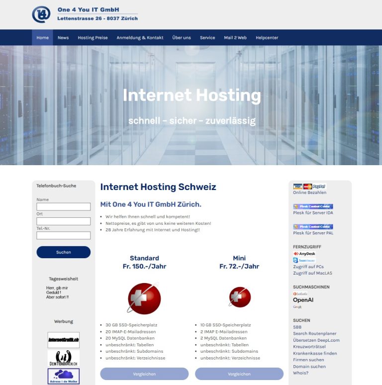 Hosting Schweiz günstig Website erstellen für 14u.ch